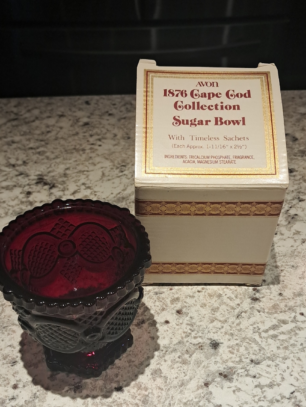 New In Box! Vintage Avon Cape Cod Collection Red Sugar Bowl